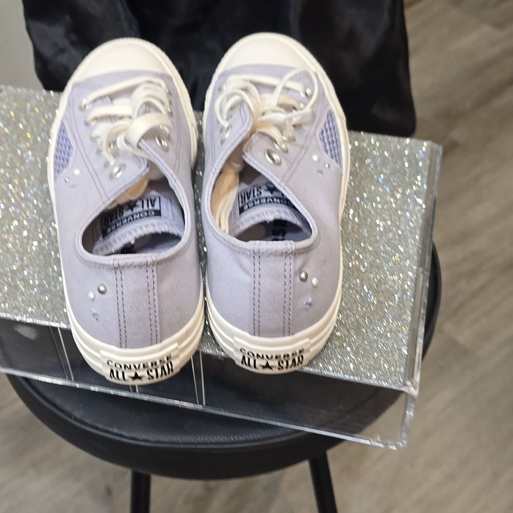 Converse Chuck Taylor‎ Star Pearls & Stars Low Top Sneakers- Ghost Town/Lilac - Picture 11 of 11